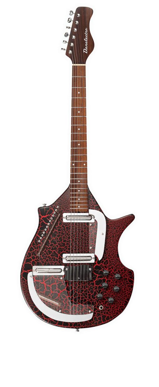Danelectro DCORSITAR 1960s Reissue Full-Hollow Body Construction Maple Neck Wood 6-String Coral Sitar Shape Electric Guitar