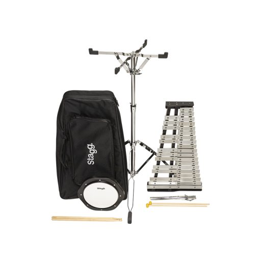 Stagg BELL-SET 32 Metallophone Set w/Stand, Practice Drum Pad, Sticks & Ergonomic Nylon Gig Bag