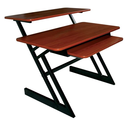 Quik-Lok Z-250-BKCY Triple Shelf Workstation w/Cherry Wood Tops and Pull-Out Shelf - Black Cherry