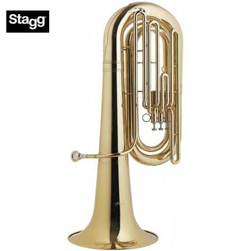 Stagg WS-BT235 Brass Body 3 Top Action Valves BBb Tuba w/ABS Case on Wheels&Mouthpiece Silver Plated